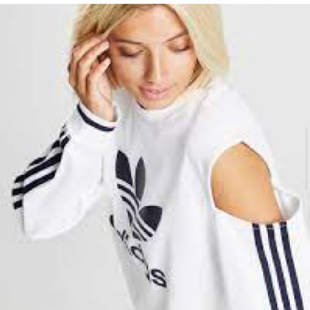 Adidas White Cut Out Sweatshirt